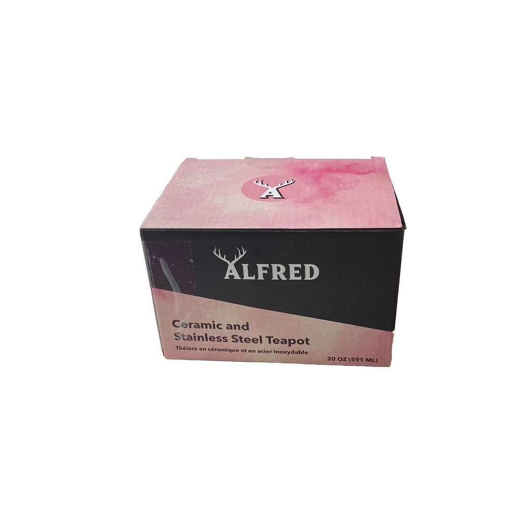 Alfred Ceramic and Stainless Steel Teapot 20oz Cherry Blossoms Blue Pink Flowers